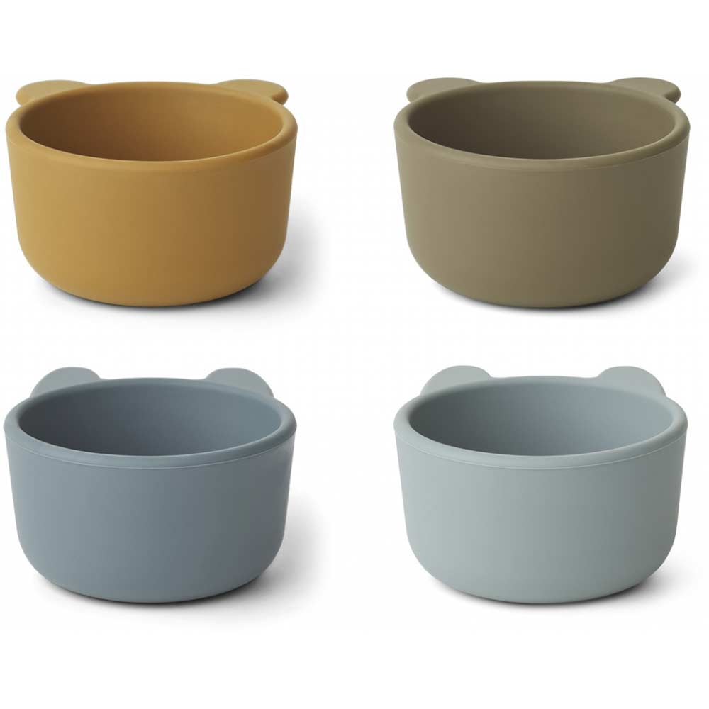 Liewood Malene silikone skåle 4-p Caramel/blå multi mix